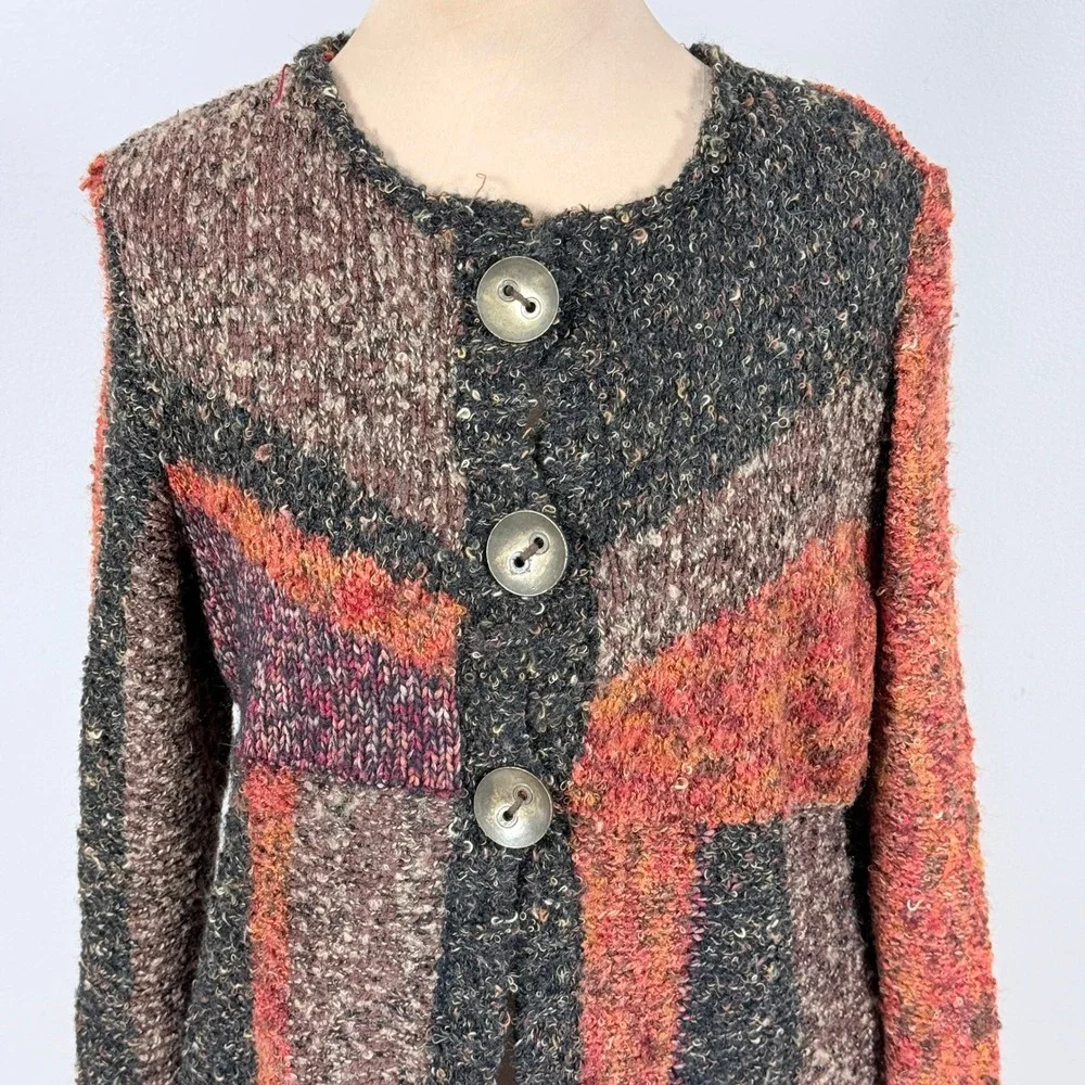 Maurices Cardigan Sweater Women S Patchwork Knit Longline Boho Open Front - Picture 2 of 6